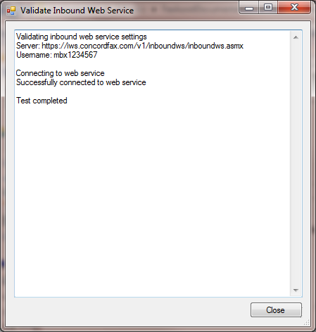 mailbox information inboundws validate results