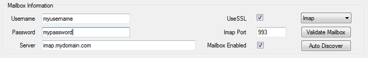 mailbox information populated